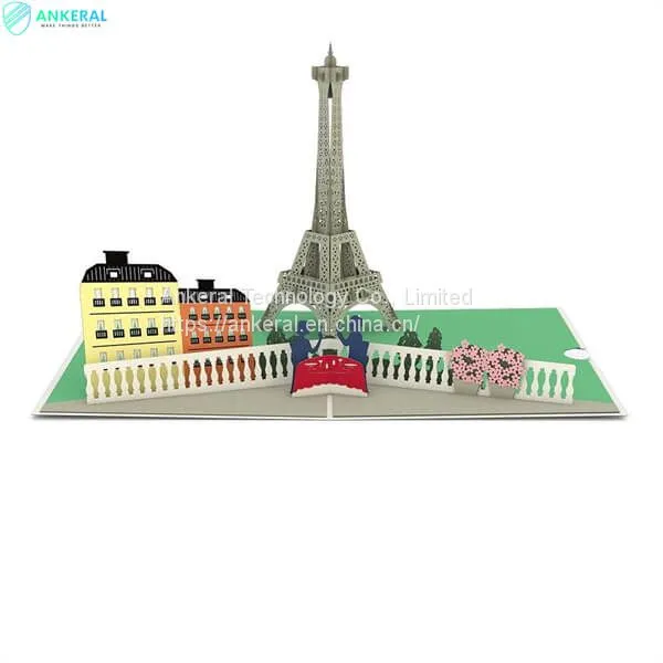 Парижская любовная сцена. Эйфелева башня. 3D открытка. Лучшие 3D открытки в подарок родителям в День Святого Валентина.