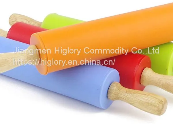 Baking Tools Non Stick Silicone Rolling Pin With Rubber Wood Handle Rolling Stick photo-3