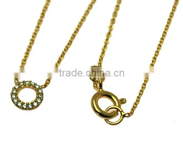 Gold Pendant White Zircon Round