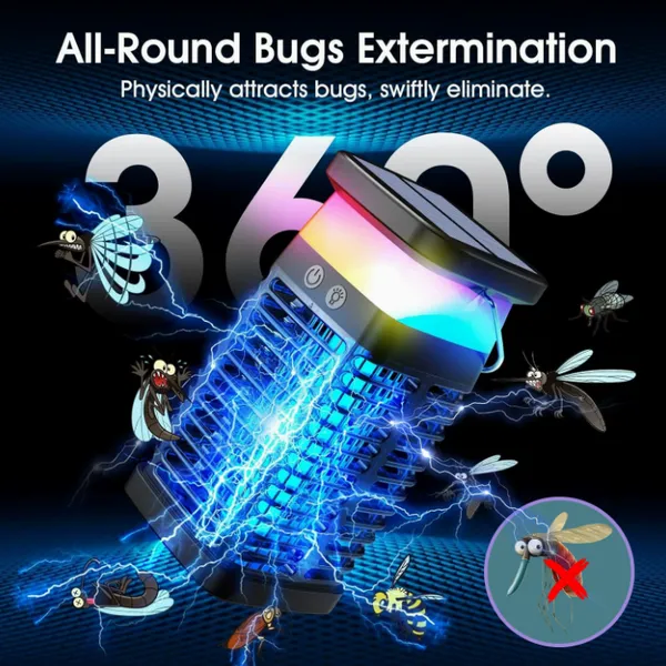 Solar-Powered Rechargeable Bug Zapper | Outdoor UV Mosquito Killer Lamp|Household Physical Rechargeable Mosquito Killer photo-2