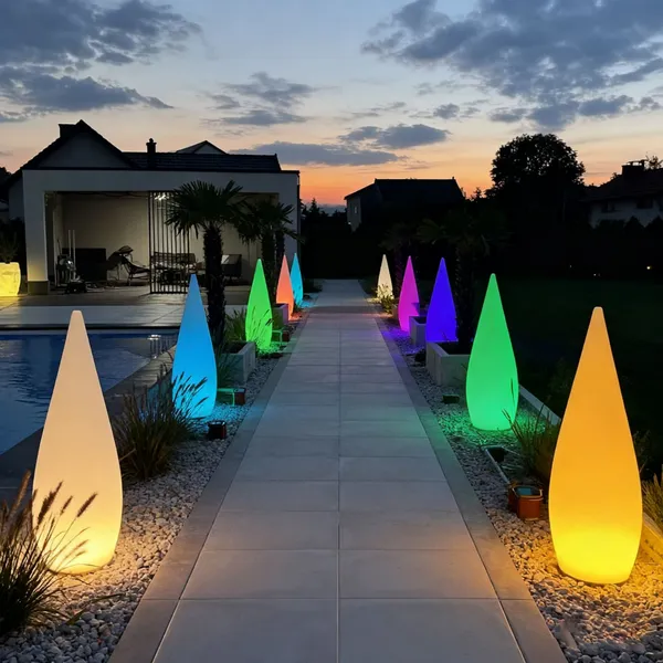 Modern LED Waterproof Drop Shape White Shade Floor Lamp Art Deco Design for Indoor/Outdoor Use 3000/4000/6000K photo-3
