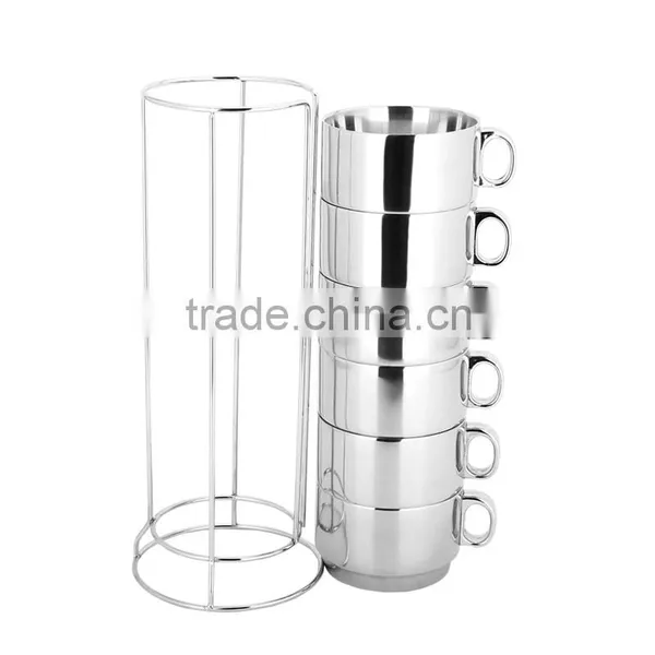 New Product Glass Modern Coffe Tea Sets Double Wall Vacuum Insulated Stainless Steel Turkish Coffee Cups With 7pcs Set photo-3