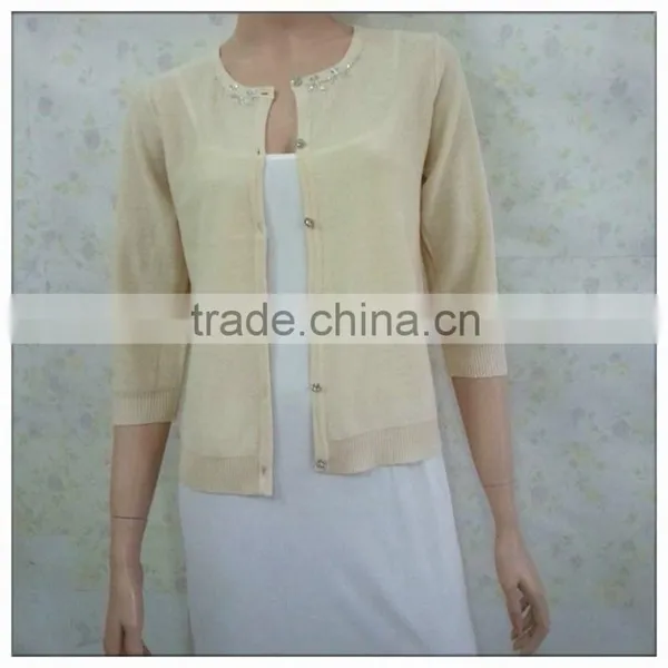 Fashion Colorful Knitting Sweater Top Crew Neck Cardigan for Lady's Wear