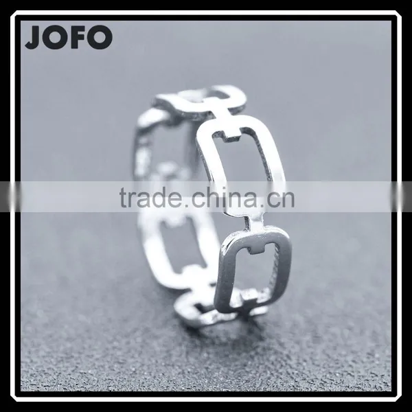 Chains Hollow Fashion Silver Plated Men's Rings Stainless Steel Ring