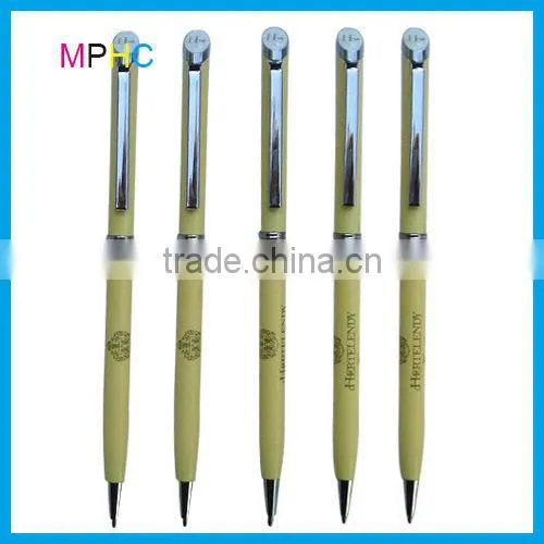 Popular Promotional Slim Thin Cross Hotel Used Metal Ball Pen With Epoxy Logo photo-2