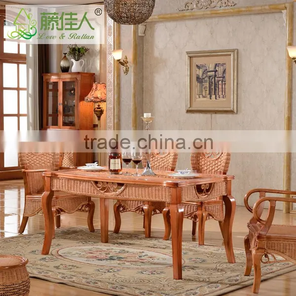 2015 China Antique Nature Rattan Cane Webbing Dinning Room Table Chair Set Furniture Set photo-2