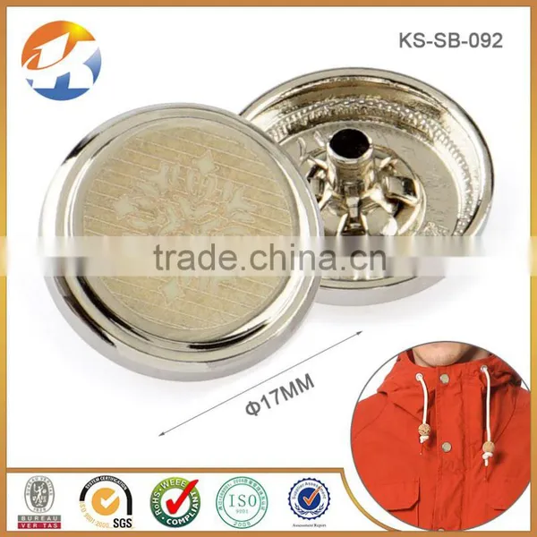 Shiny Nickel Logo Laser Screw Snap Button Metal