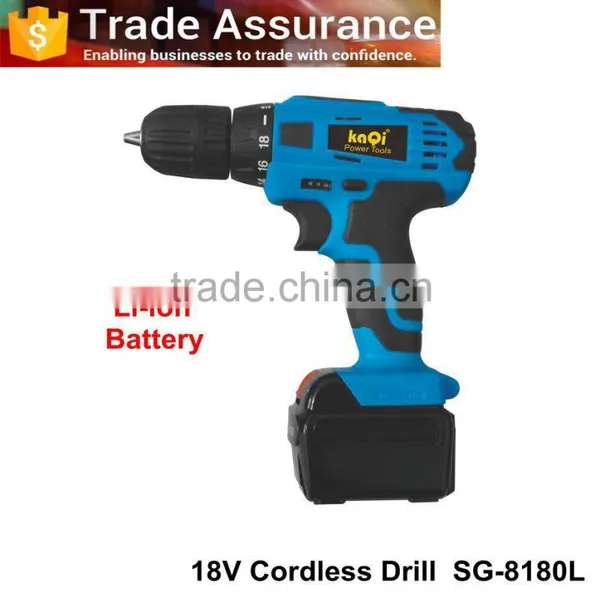18V Cordless Drill With Rechargeable Li-ion Battery