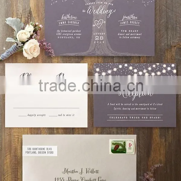 Newest 2016 Romantic Wedding Invitation Card With Stamp