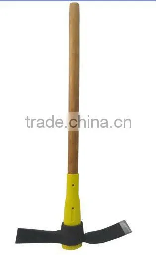 pickaxe with handle ,wooden handle , pickaxe head