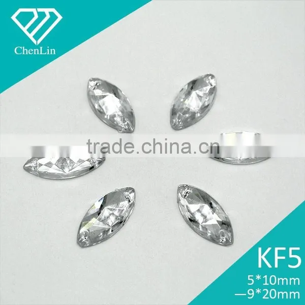 KF5 Marquise Navette 5*10 Flat Back Sew on Acrylic Rhinestones for Fashion Decoration, Craft Making, Garment Bags Accessories