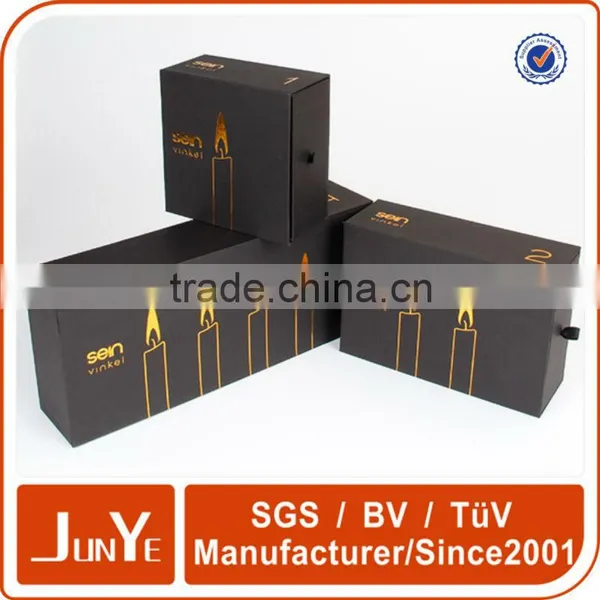 Gold Foil Logo Custom Gift Black Drawer Boxes for Candle photo-2