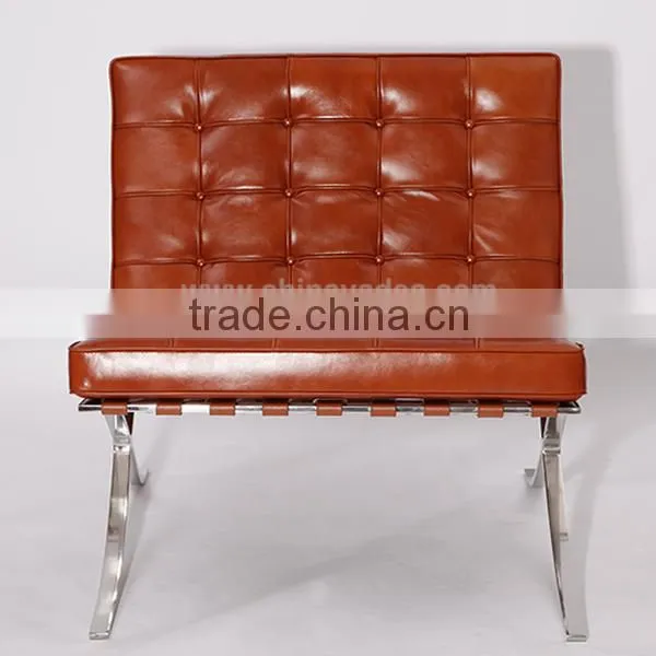 European Style Premium Aniline and Italian Leather Barcelona Lounge Chair photo-2