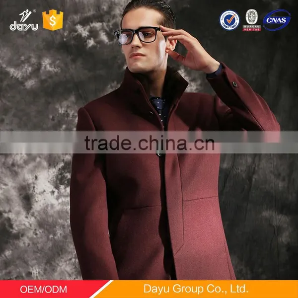 Wine Red British Style Fleece Jacket Men Wool Cashmere Jacket Winter Cashmere Wool Coat Overcoat