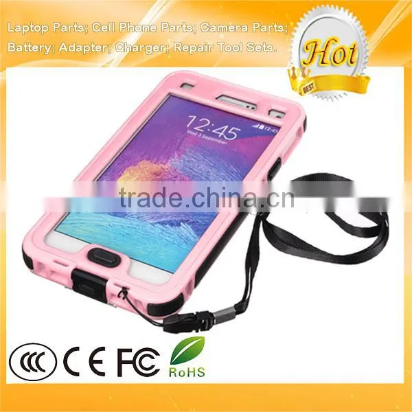 For Samsung Note 4 Waterproof Shockproof Case With Button Pink photo-2