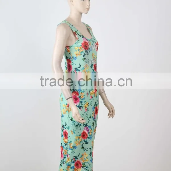 Fashion Design Evening Long Maxi Dress Women Sleeveless Floral Printed Dress Long photo-2