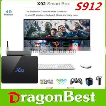 Digital 4k Satellite Receiver Amlogic Firmware X92 S912 2g 16g Octa Core Android 6.0 tv Box Kodi17.0