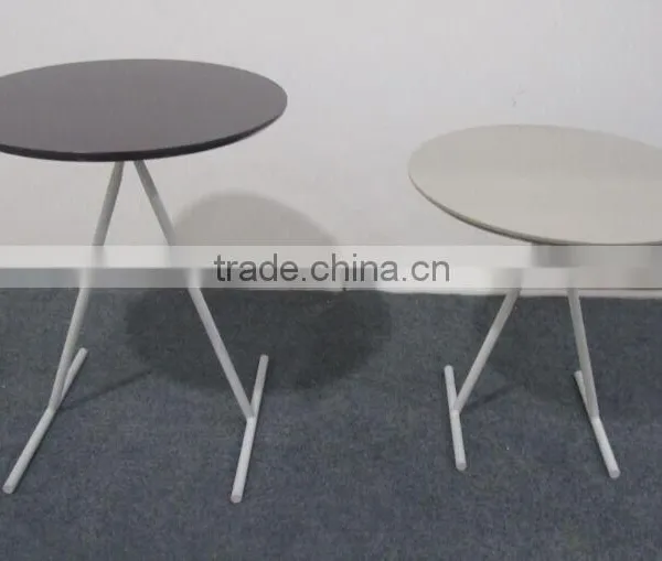 Small 3 Metal Legs Round Wood Side Table photo-3