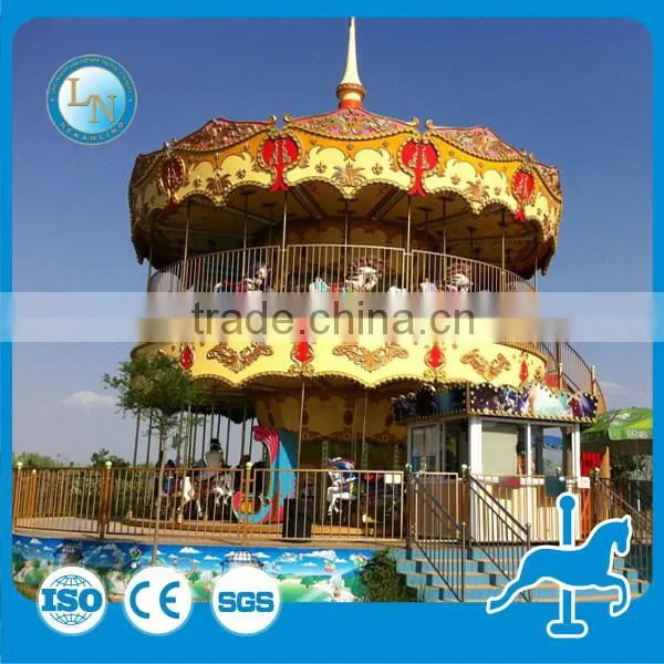 Chrismas Discount! China Manufacturer Fiberglass Theme Park Amusement Double Decker Merry go Round Carousel Rides for Sale photo-3