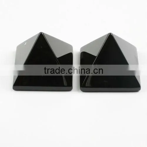 SL72538 Black Onyx Agate Energy Pyramid