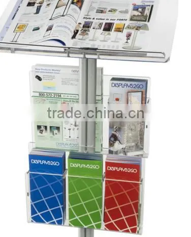 Church Pulpit Designs Acrylic Podium for Floor, Aluminum Pole & Base, 6 Brochure Pockets - Clear & Silver photo-5