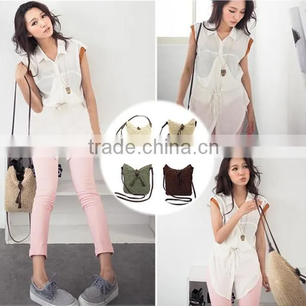 2016 New Design Fashion Woven Shoulder Bags Straw Summer Women Weave Crossbody Beach Travel Handbag photo-2