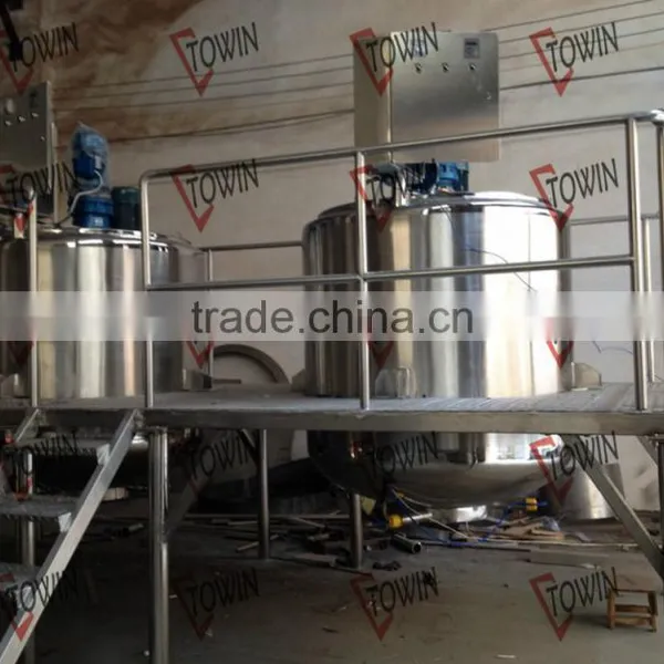 Jacketed stainle steel Vacuum homogenizer emulsifier Blender tank with platform/Cream Emulsifying Tank Manufacturer