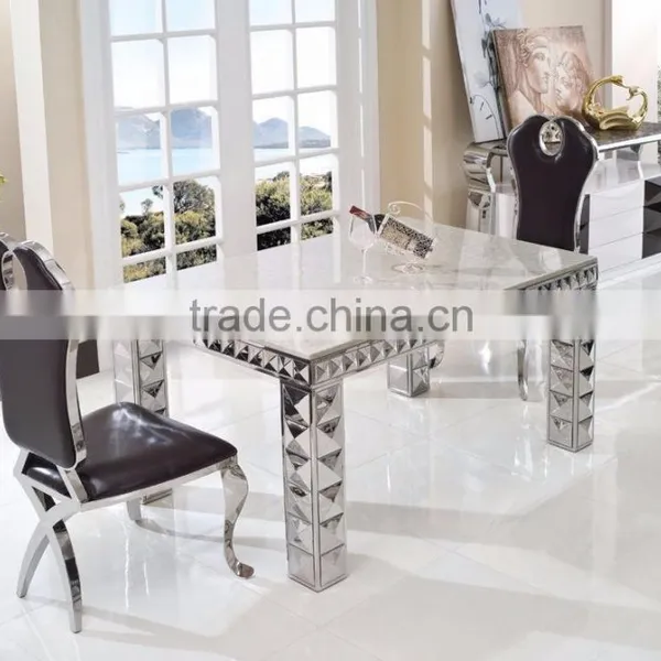 Modern Design Living Room Furniture Long-lasting Marble Top Stainless Steel Dining Table TH338 photo-3