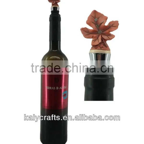 Elegant Polyresin Maple Leaf Wine Bottle Stopper
