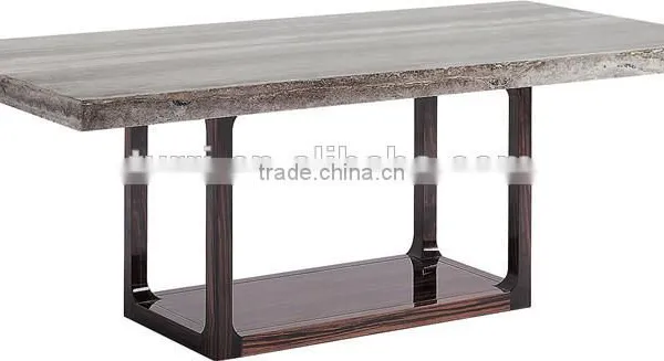 Luxury Austere Natural Marble Top Wooden Base Console Table photo-2