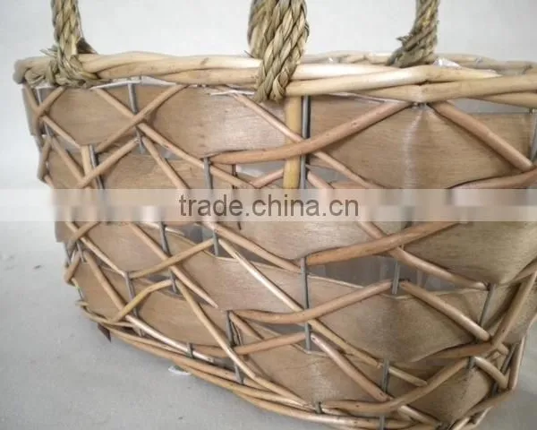 Hand Woven Straw Vintage Wicker Bags With Plastic Liner photo-3