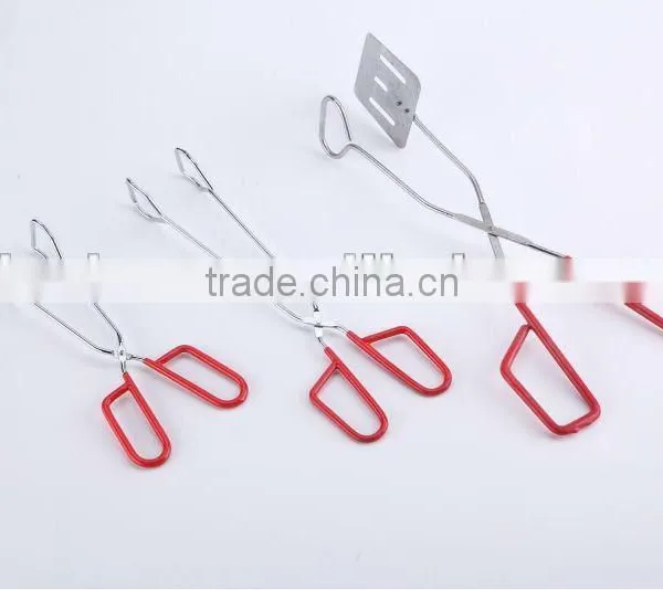 Food Tong Iron With Powder Coating Plastic Coating Handle photo-4