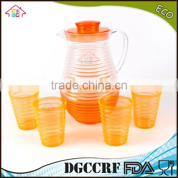 NBRSC Set of 5 Pcs Plastic ps Cold Water Jug Spiral Drinking Water Kettle Tea Pot Water Jug With Cups photo-5