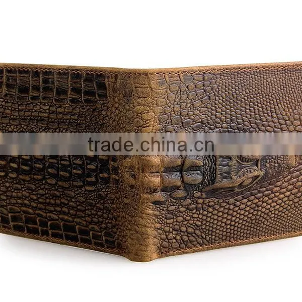 Crocodile Pattern Crazy Horse Genuine Leather Wallet photo-2