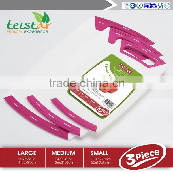 3 Piece Cutting Board Plastic Set or Slicing Fruits, photo-3