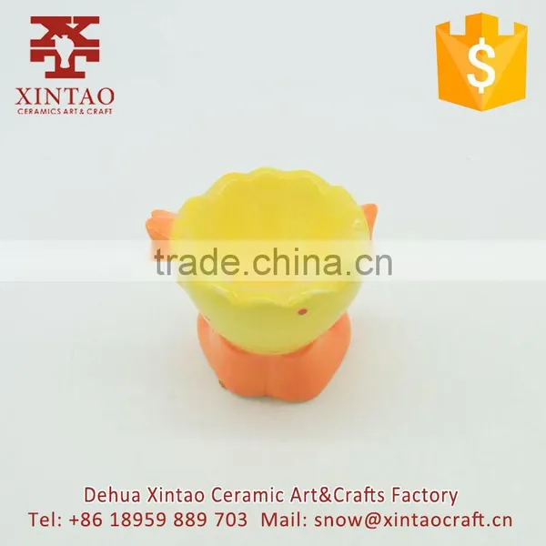 Home Decoration 7.5*6.5*7.5 cm Small Yellow Chicken Shape Ceramic Candle Holders photo-2
