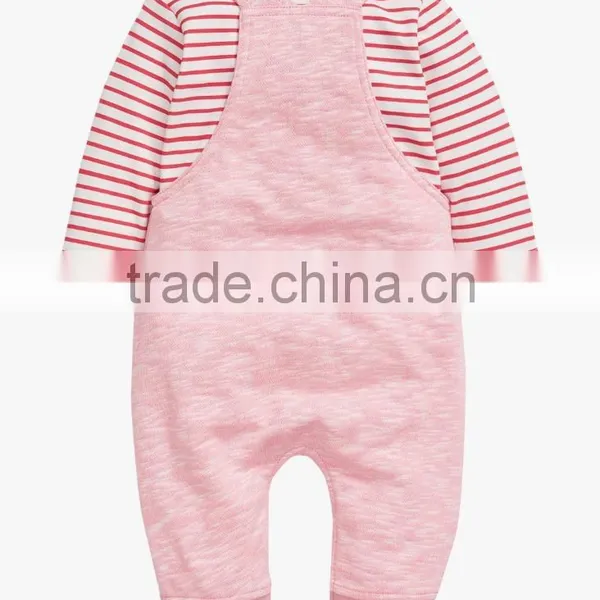 Cute Baby Girls Pink Bunny Dungarees And Bodysuit Set Romper Kids Clothing Unisex Child Clothes 2016 HSD5722 photo-2