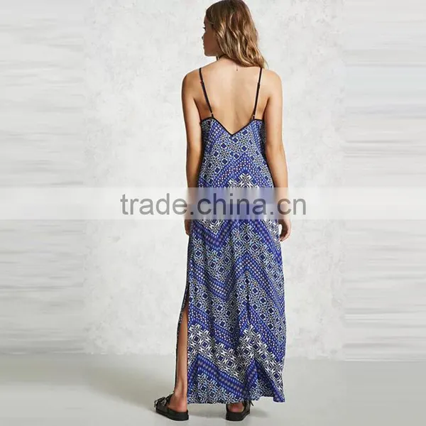 2017 Summer Women Floral Design Chiffon Geometric Maxi Dress HSm9121 photo-3
