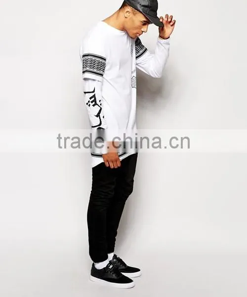Lastest Men's Long 100% Cotton Screen Printing Oversized T Shirt photo-3