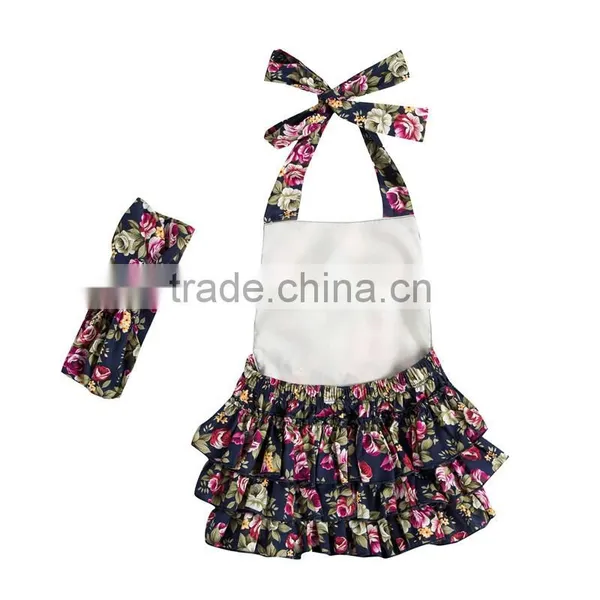 Manufacturers Overseas Baby Boutique Clothes Headband Sets Organic Cotton Floral Sling Romper For The Newborns photo-2