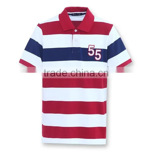 Young Striped School Uniform Colorful Polo Shirt Designs Polo T-shirts 100% Cotton photo-3