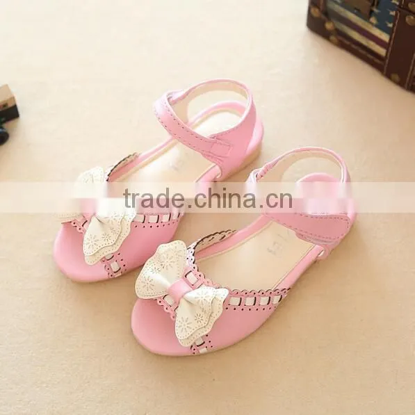 Zm35399a China Wholesale Leather Sandals Korean Childrens Bowknot Shoes photo-3