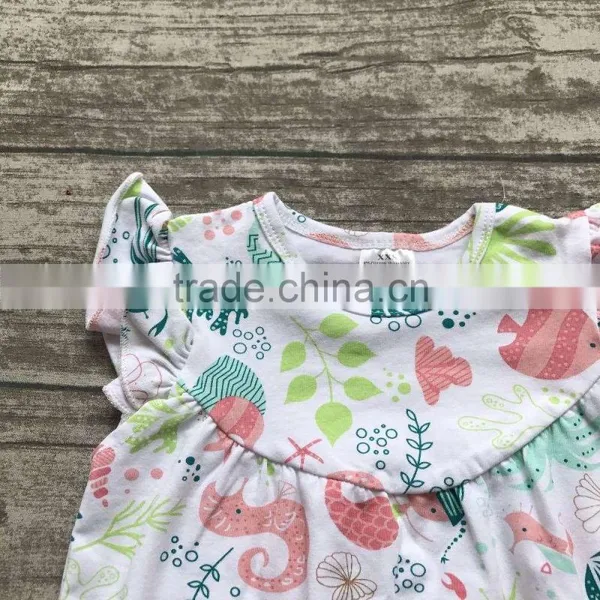 Summer Baby Girls Clothes Coral Ocean World Fish Under the Sea Boutique Shorts Cotton Kids Wear Ruffles Match Accessories photo-2