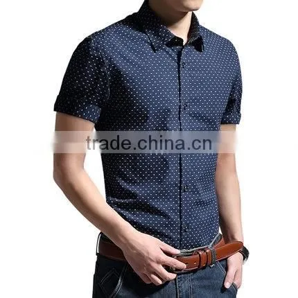 2015 Men Slim Fit Shirts Short Sleeve Wholesale photo-3