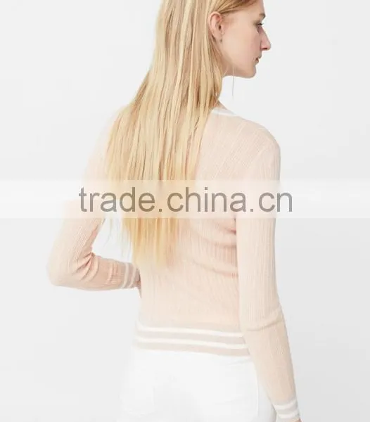 Ladies Branded Stylish Tight Thin Pullover Sweater From Shantou OEM Factory photo-3