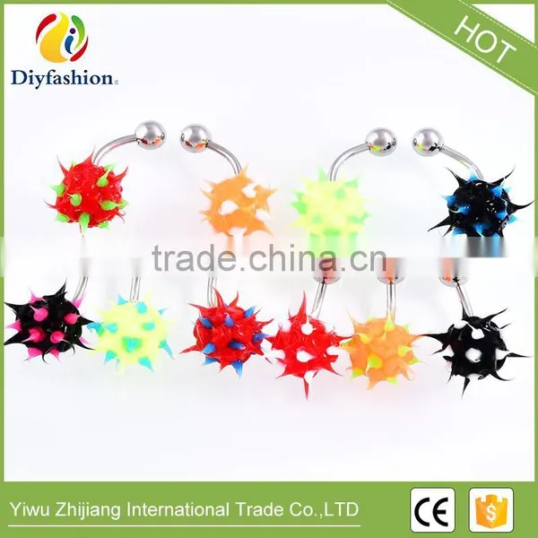 Stainless Steel Mixed Color Silicone Ball Shape Navel Ring photo-5