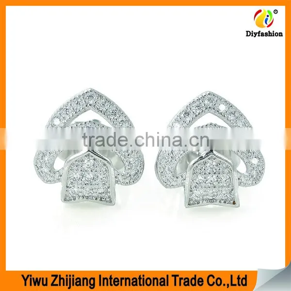 2017 New Fashion Set Auger Inlay Zircon Platinum Plating Double Heart Earrings photo-2