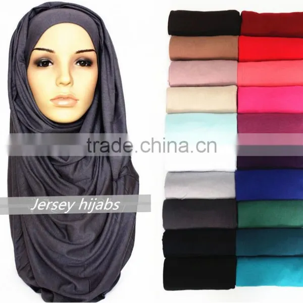 Hot Sale Solid Color Muslim Woman Hijab Scarf Lady Fashion Soft Jersey Scarves photo-2