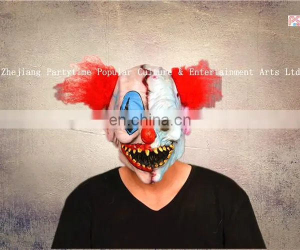 Carnival Halloween Party Red Hair Clown Joker Latex Full Head Mask photo-2