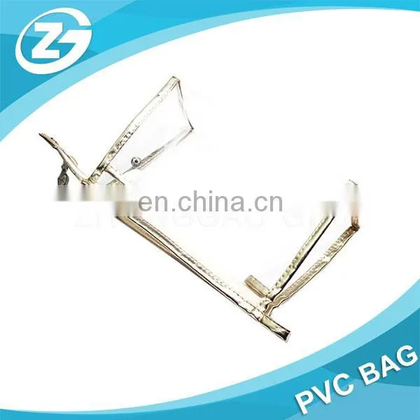 Water Proof PU Piping and Trim 0.3mm Clear PVC Zip Top Portable Cosmetic Bag for Promotion photo-5